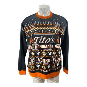 Tito's Handmade Vodka Men's Gray Fair Isle Long Sleeve T Shirt Tee Top Size XL